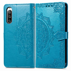 Custodia Portafoglio In Pelle Fantasia Modello Cover con Supporto per Sony Xperia 10 V Blu