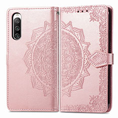 Custodia Portafoglio In Pelle Fantasia Modello Cover con Supporto per Sony Xperia 10 V Oro Rosa