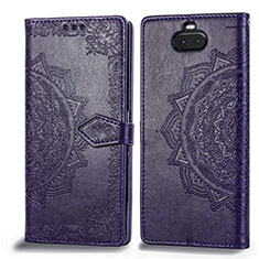 Custodia Portafoglio In Pelle Fantasia Modello Cover con Supporto per Sony Xperia 10 Viola