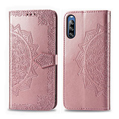 Custodia Portafoglio In Pelle Fantasia Modello Cover con Supporto per Sony Xperia L4 Oro Rosa