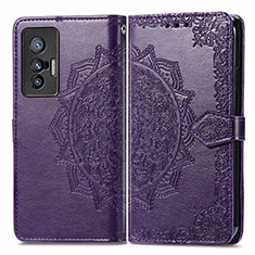 Custodia Portafoglio In Pelle Fantasia Modello Cover con Supporto per Vivo X70 5G Viola