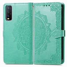 Custodia Portafoglio In Pelle Fantasia Modello Cover con Supporto per Vivo Y12s Verde