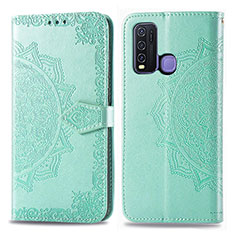 Custodia Portafoglio In Pelle Fantasia Modello Cover con Supporto per Vivo Y50 Verde