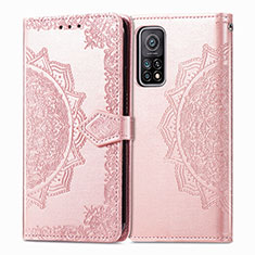 Custodia Portafoglio In Pelle Fantasia Modello Cover con Supporto per Xiaomi Mi 10T Pro 5G Oro Rosa