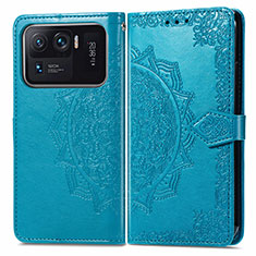 Custodia Portafoglio In Pelle Fantasia Modello Cover con Supporto per Xiaomi Mi 11 Ultra 5G Blu
