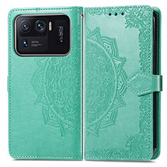 Custodia Portafoglio In Pelle Fantasia Modello Cover con Supporto per Xiaomi Mi 11 Ultra 5G Verde