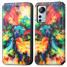 Custodia Portafoglio In Pelle Fantasia Modello Cover con Supporto per Xiaomi Mi 12S Pro 5G Multicolore