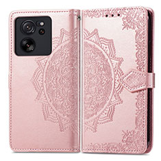 Custodia Portafoglio In Pelle Fantasia Modello Cover con Supporto per Xiaomi Mi 13T Pro 5G Oro Rosa