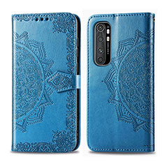 Custodia Portafoglio In Pelle Fantasia Modello Cover con Supporto per Xiaomi Mi Note 10 Lite Blu
