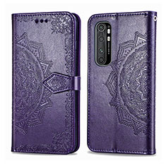 Custodia Portafoglio In Pelle Fantasia Modello Cover con Supporto per Xiaomi Mi Note 10 Lite Viola