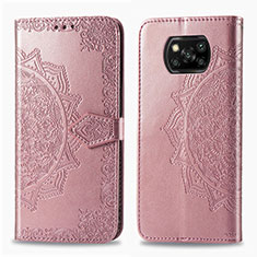 Custodia Portafoglio In Pelle Fantasia Modello Cover con Supporto per Xiaomi Poco X3 NFC Oro Rosa