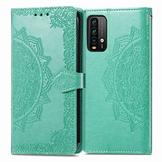 Custodia Portafoglio In Pelle Fantasia Modello Cover con Supporto per Xiaomi Redmi Note 9 4G Verde
