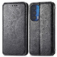 Custodia Portafoglio In Pelle Fantasia Modello Cover con Supporto S01D per Motorola Moto Edge (2021) 5G Nero