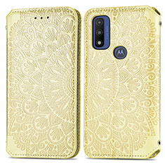 Custodia Portafoglio In Pelle Fantasia Modello Cover con Supporto S01D per Motorola Moto G Pure Oro