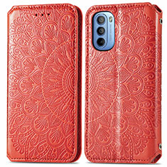 Custodia Portafoglio In Pelle Fantasia Modello Cover con Supporto S01D per Motorola Moto G31 Rosso