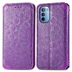 Custodia Portafoglio In Pelle Fantasia Modello Cover con Supporto S01D per Motorola Moto G31 Viola