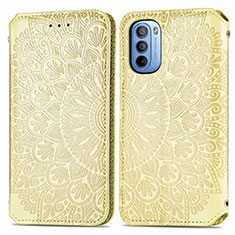 Custodia Portafoglio In Pelle Fantasia Modello Cover con Supporto S01D per Motorola Moto G41 Oro