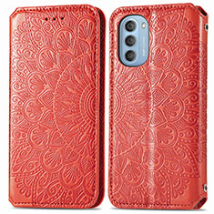 Custodia Portafoglio In Pelle Fantasia Modello Cover con Supporto S01D per Motorola Moto G51 5G Rosso