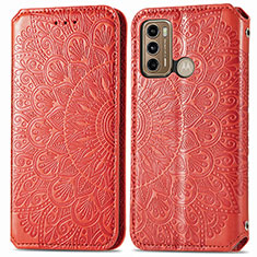 Custodia Portafoglio In Pelle Fantasia Modello Cover con Supporto S01D per Motorola Moto G60 Rosso