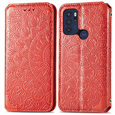 Custodia Portafoglio In Pelle Fantasia Modello Cover con Supporto S01D per Motorola Moto G60s Rosso