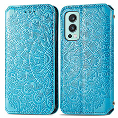 Custodia Portafoglio In Pelle Fantasia Modello Cover con Supporto S01D per OnePlus Nord 2 5G Blu