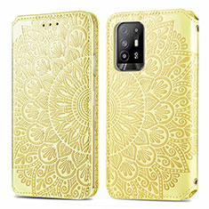 Custodia Portafoglio In Pelle Fantasia Modello Cover con Supporto S01D per Oppo F19 Pro+ Plus 5G Oro