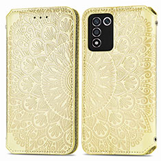 Custodia Portafoglio In Pelle Fantasia Modello Cover con Supporto S01D per Oppo K9S 5G Oro