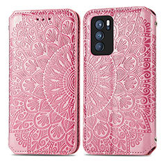 Custodia Portafoglio In Pelle Fantasia Modello Cover con Supporto S01D per Oppo Reno6 Pro 5G India Oro Rosa