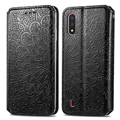 Custodia Portafoglio In Pelle Fantasia Modello Cover con Supporto S01D per Samsung Galaxy A01 SM-A015 Nero