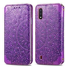 Custodia Portafoglio In Pelle Fantasia Modello Cover con Supporto S01D per Samsung Galaxy A01 SM-A015 Viola