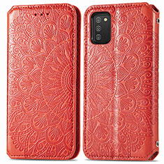 Custodia Portafoglio In Pelle Fantasia Modello Cover con Supporto S01D per Samsung Galaxy A02s Rosso