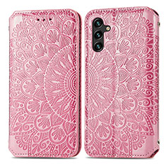 Custodia Portafoglio In Pelle Fantasia Modello Cover con Supporto S01D per Samsung Galaxy A04s Oro Rosa