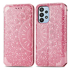 Custodia Portafoglio In Pelle Fantasia Modello Cover con Supporto S01D per Samsung Galaxy A23 5G Oro Rosa