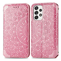 Custodia Portafoglio In Pelle Fantasia Modello Cover con Supporto S01D per Samsung Galaxy A33 5G Oro Rosa
