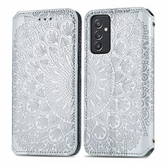 Custodia Portafoglio In Pelle Fantasia Modello Cover con Supporto S01D per Samsung Galaxy A34 5G Argento