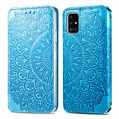 Custodia Portafoglio In Pelle Fantasia Modello Cover con Supporto S01D per Samsung Galaxy A51 4G Blu