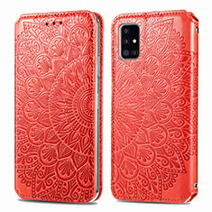 Custodia Portafoglio In Pelle Fantasia Modello Cover con Supporto S01D per Samsung Galaxy A51 5G Rosso