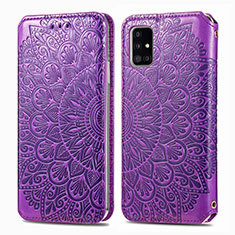 Custodia Portafoglio In Pelle Fantasia Modello Cover con Supporto S01D per Samsung Galaxy A51 5G Viola