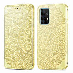 Custodia Portafoglio In Pelle Fantasia Modello Cover con Supporto S01D per Samsung Galaxy A52 5G Oro