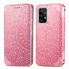 Custodia Portafoglio In Pelle Fantasia Modello Cover con Supporto S01D per Samsung Galaxy A52s 5G Oro Rosa