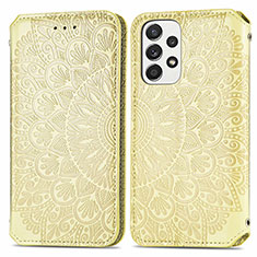 Custodia Portafoglio In Pelle Fantasia Modello Cover con Supporto S01D per Samsung Galaxy A53 5G Oro
