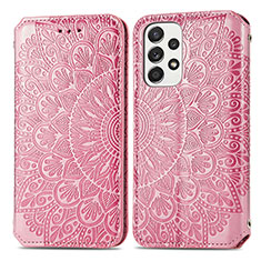 Custodia Portafoglio In Pelle Fantasia Modello Cover con Supporto S01D per Samsung Galaxy A53 5G Oro Rosa
