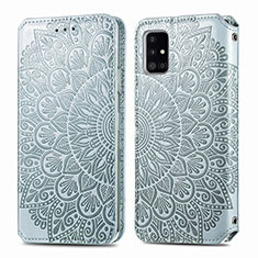 Custodia Portafoglio In Pelle Fantasia Modello Cover con Supporto S01D per Samsung Galaxy A71 4G A715 Argento