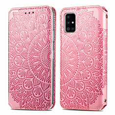 Custodia Portafoglio In Pelle Fantasia Modello Cover con Supporto S01D per Samsung Galaxy A71 4G A715 Oro Rosa