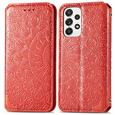 Custodia Portafoglio In Pelle Fantasia Modello Cover con Supporto S01D per Samsung Galaxy A73 5G Rosso