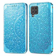 Custodia Portafoglio In Pelle Fantasia Modello Cover con Supporto S01D per Samsung Galaxy F62 5G Blu