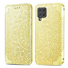 Custodia Portafoglio In Pelle Fantasia Modello Cover con Supporto S01D per Samsung Galaxy F62 5G Oro