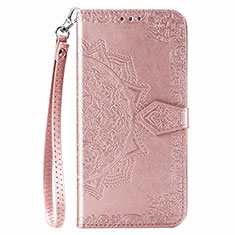 Custodia Portafoglio In Pelle Fantasia Modello Cover con Supporto S01D per Samsung Galaxy M02 Oro Rosa