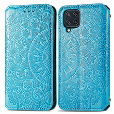 Custodia Portafoglio In Pelle Fantasia Modello Cover con Supporto S01D per Samsung Galaxy M32 4G Blu