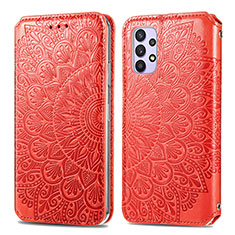 Custodia Portafoglio In Pelle Fantasia Modello Cover con Supporto S01D per Samsung Galaxy M32 5G Rosso